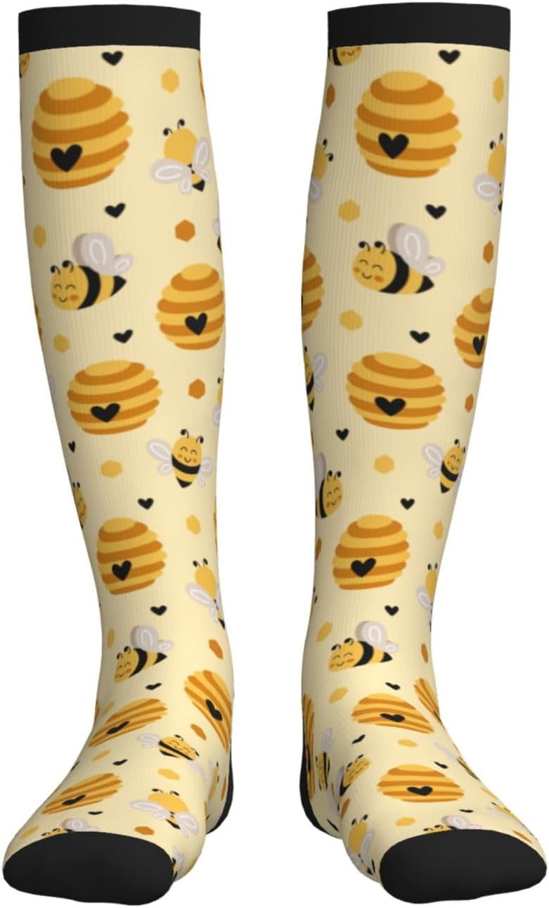 Figtihw Tie Dye Compression Socks Knee High Support Socks For Women Men Running Athletic Hiking - Image 3